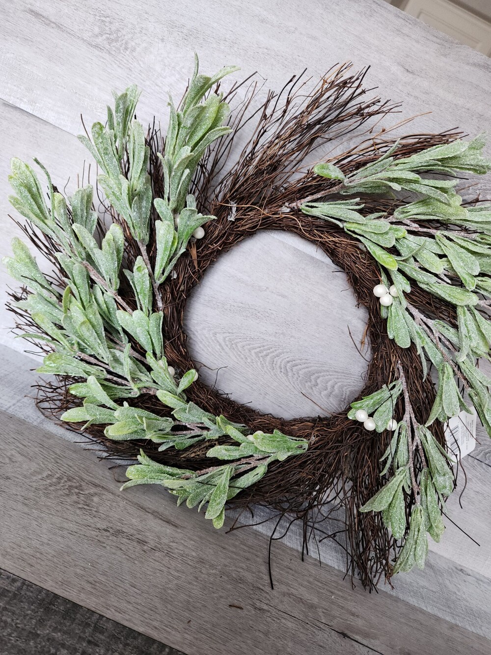 Ashland Mistletoe Door Wreath White Pearly Berries Christmas Wreath Hanging NEW